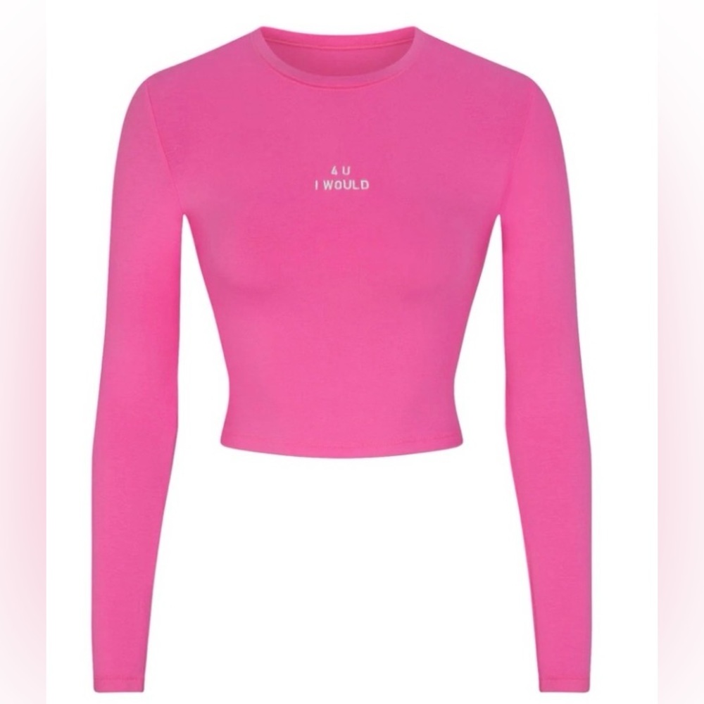 SKIMS NWT Limited Edition Embroidered Cotton Jersey Long Sleeve T-Shirt 2X